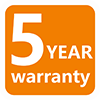 5 years warranty